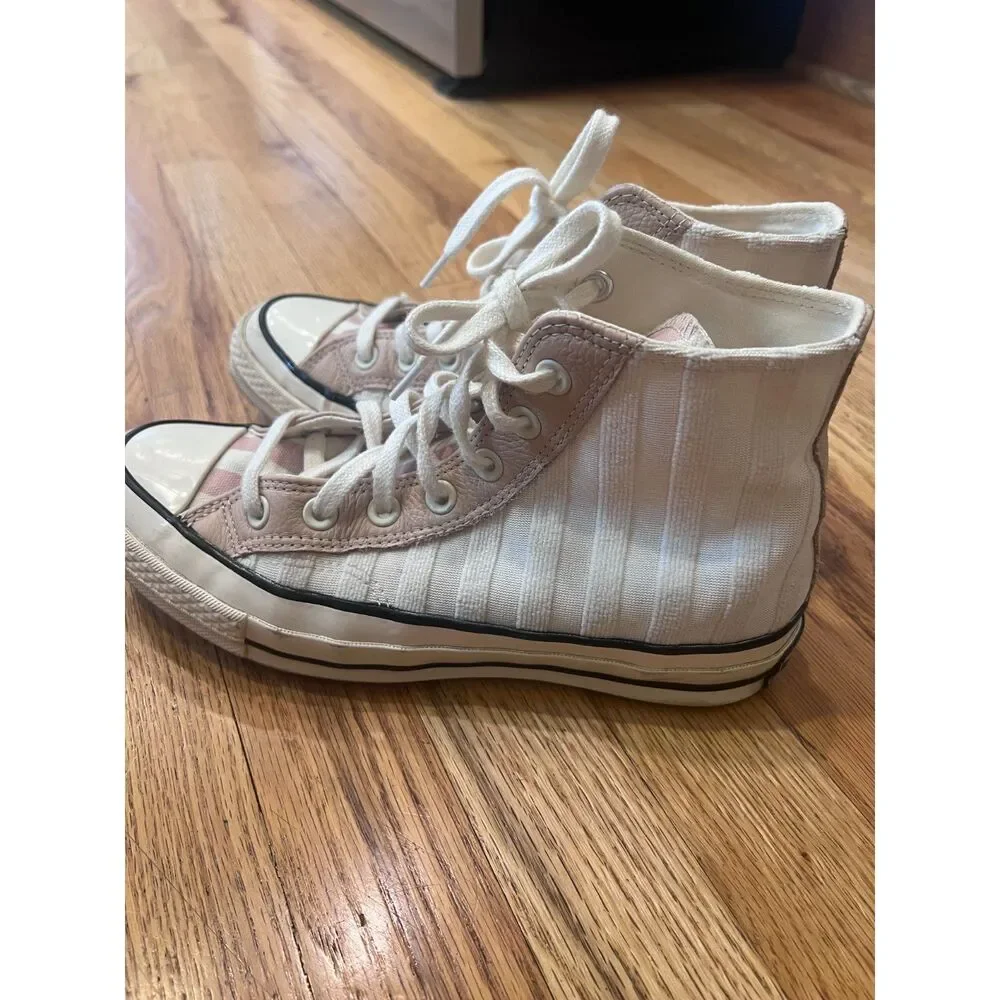 Converse Chuck 70 Striped High Top Sneakers Pink White 7.5